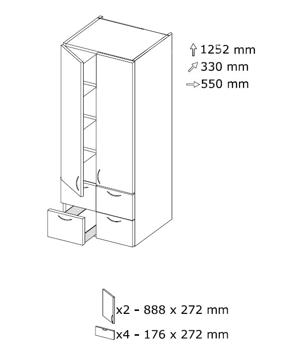 Komero NSP 55 L 550 x K 1252 Komero NSP 55 L 550 x K 1252